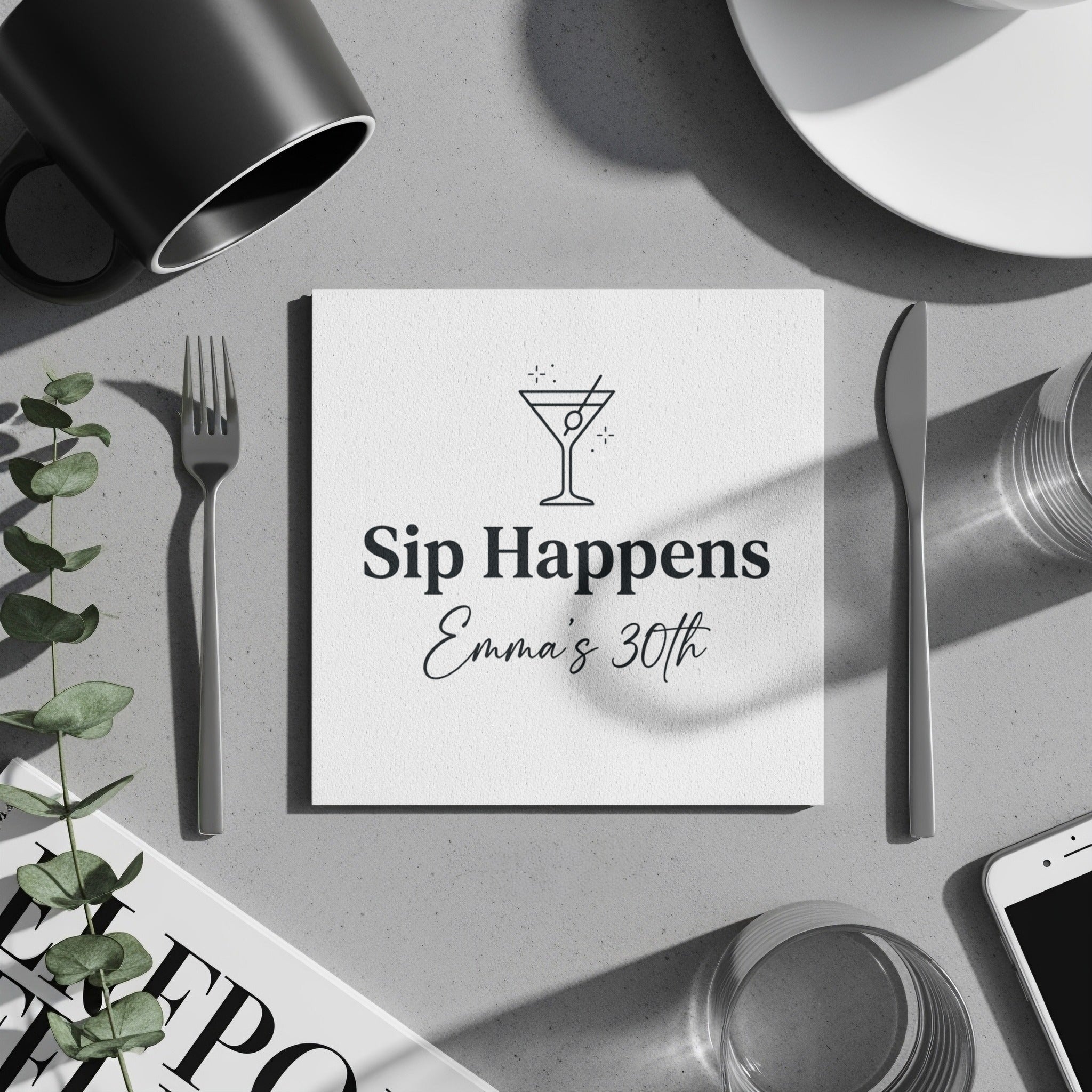 Sip Happens With Age Birthday Cocktail Napkins