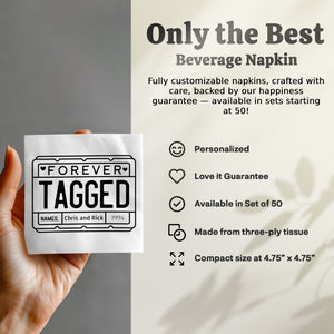 Personalized License Plate Napkins – Playful Anniversary Keepsake – Custom Romantic Napkin with Name & Years