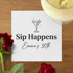 Sip Happens With Age Birthday Cocktail Napkins