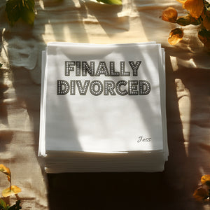 Finally Divorced Napkin, Funny Divorce Party, Divorcee Gift, New Beginnings Napkin, Celebration Napkin, Custom Name Napkin