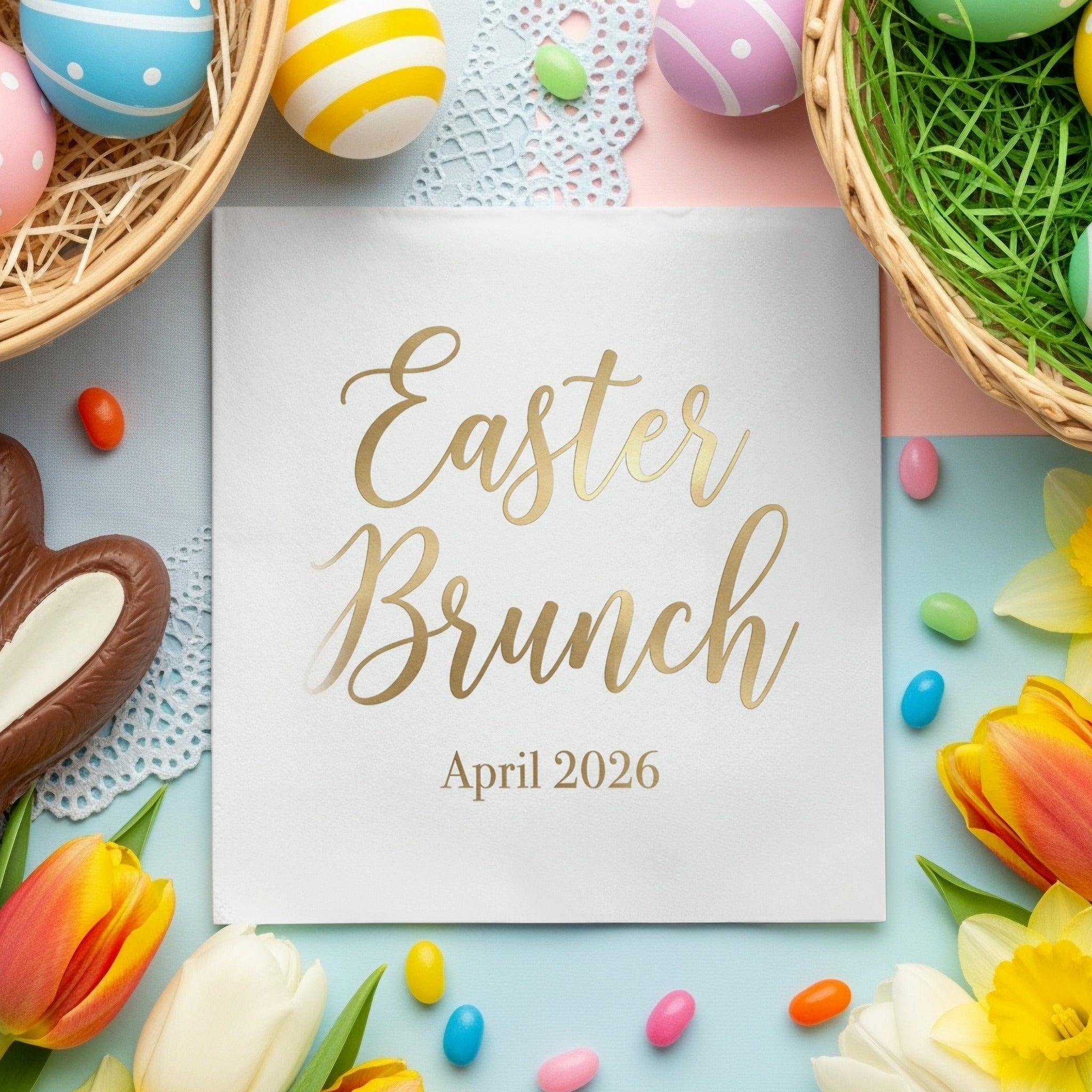 Personalized Easter Beverage Napkins – Easter Brunch