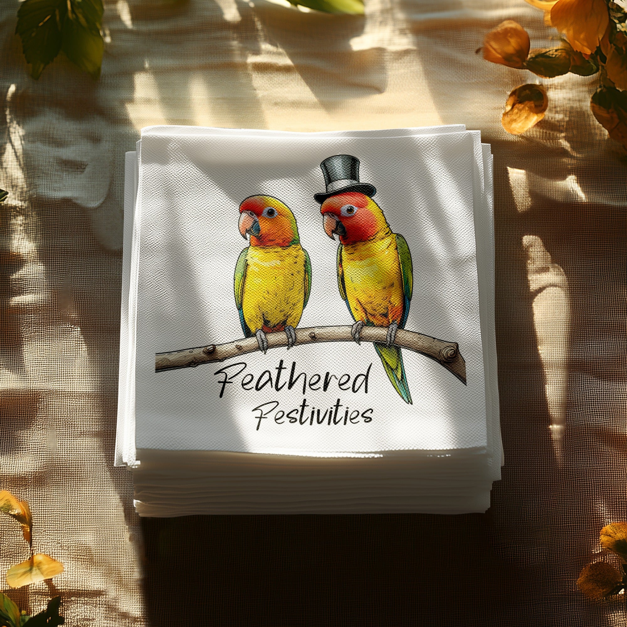 Sun Conure Napkin, Bird Napkin, Parrot Napkin, Party Napkin, Tropical Decor, Feathered Festivities, Whimsical Napkin, Fun Napkin