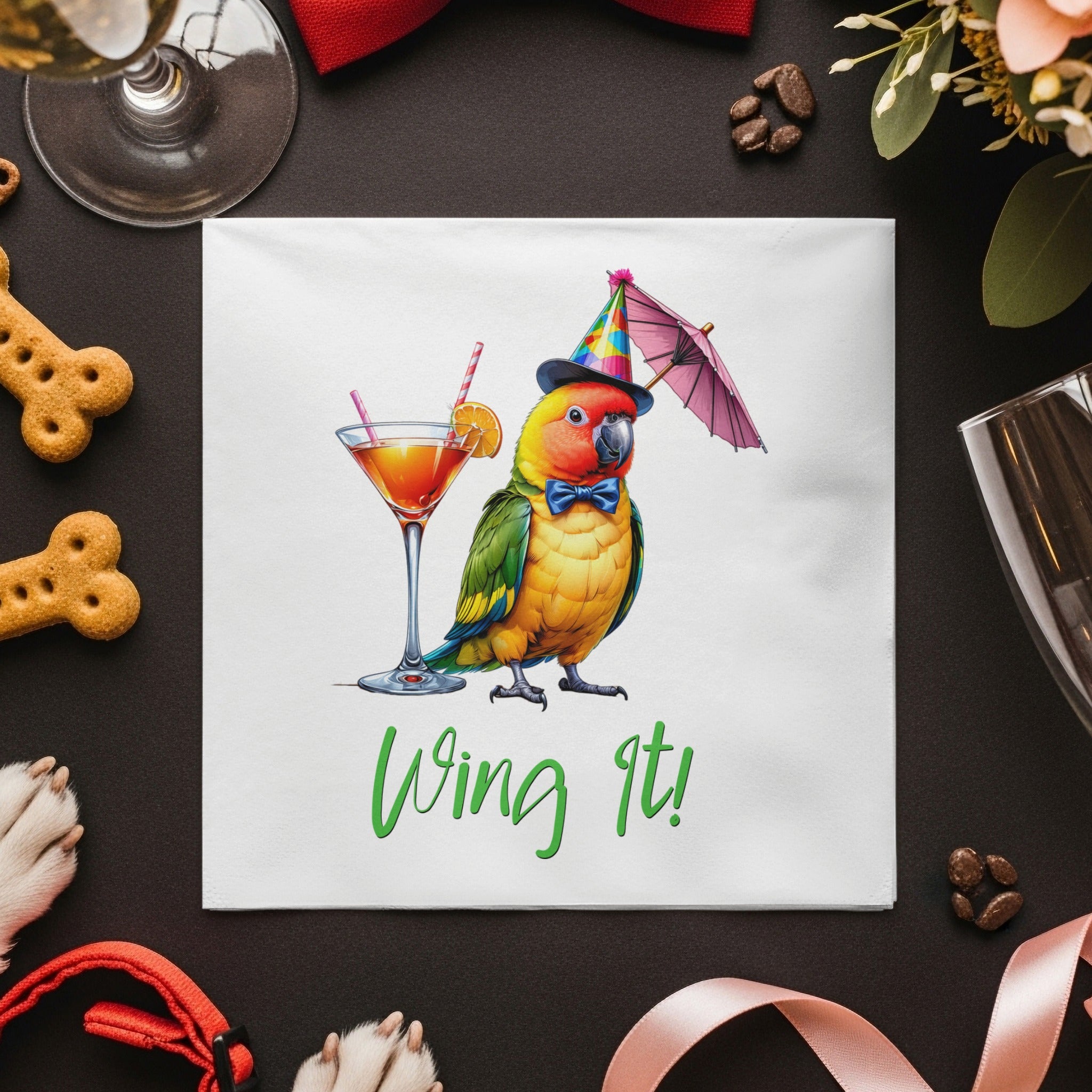 Party Parrot Napkins, Cocktail Bird Napkins, Wing It Beverage Napkins, Fun Party Napkins, Bird Lover Gift, Tropical Napkins, Festive Napkins