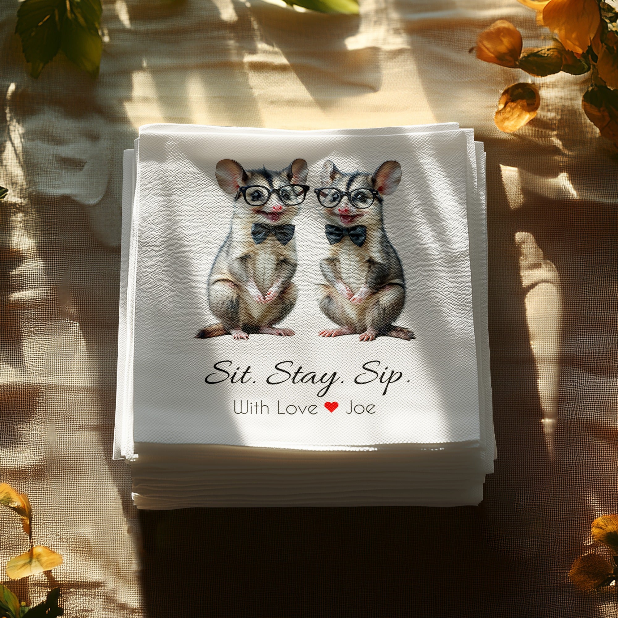 Possum Napkin, Funny Animal Napkin, Cute Possum, Animal Lover Gift, Party Napkin, Quirky Napkin, Table Decor, Birthday Napkin, Home Decor
