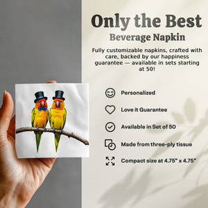 Sun Conure Napkin, Bird Napkin, Cute Parrot, Top Hat Birds, Formal Birds, Animal Napkin, Funny Napkin, Party Napkin, Decorative Napkin