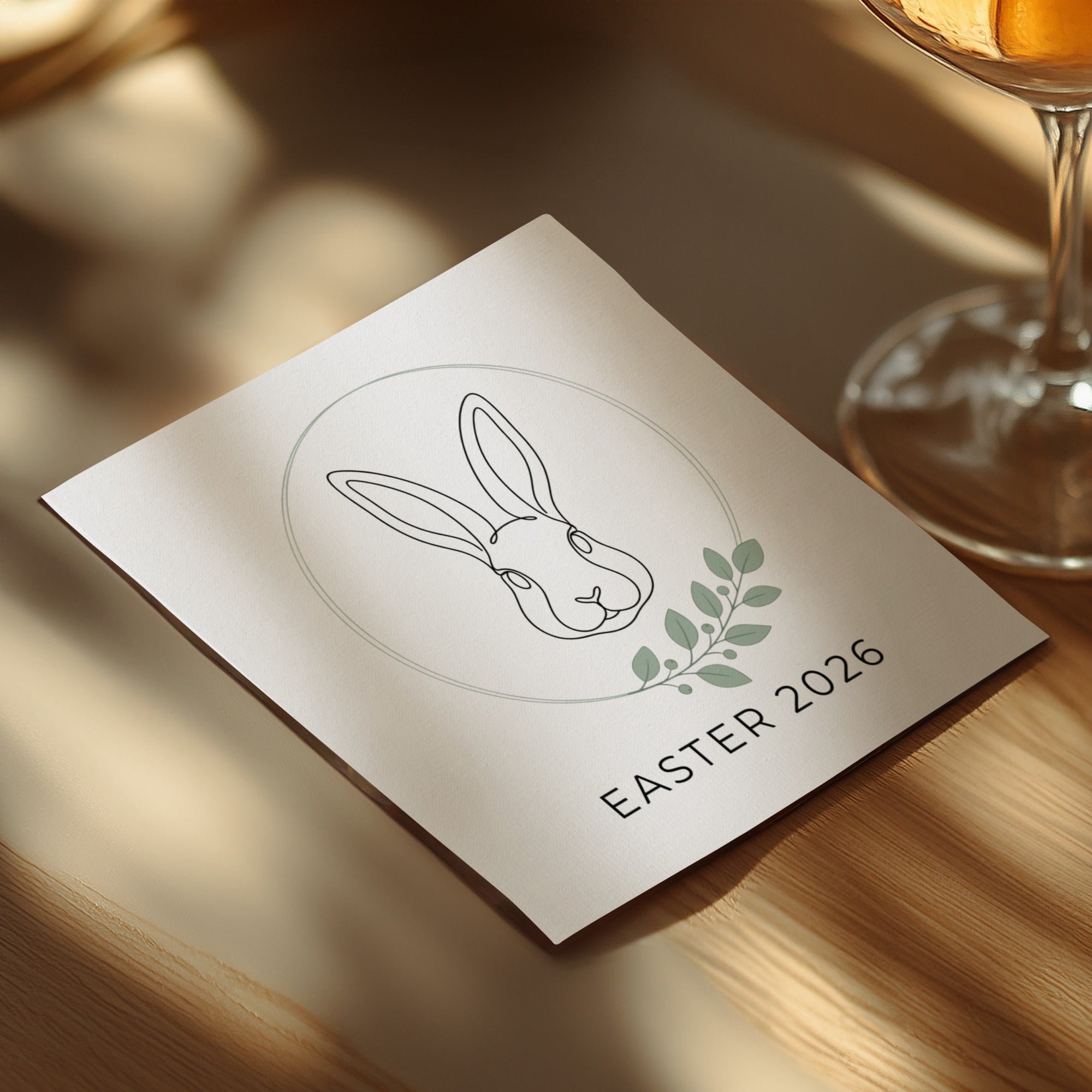 Personalized Easter Cocktail Napkins – Minimal Bunny Line Art