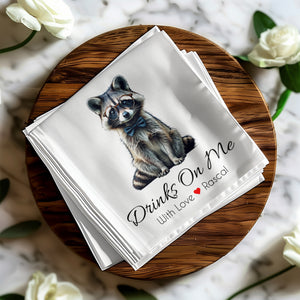 Drinks On Me Napkin, Cute Raccoon Napkins, Animal Napkins, Funny Napkins, Party Napkins, Cocktail Napkins, Raccoon Lover Gift