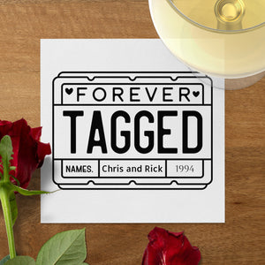 Personalized License Plate Napkins – Playful Anniversary Keepsake – Custom Romantic Napkin with Name & Years