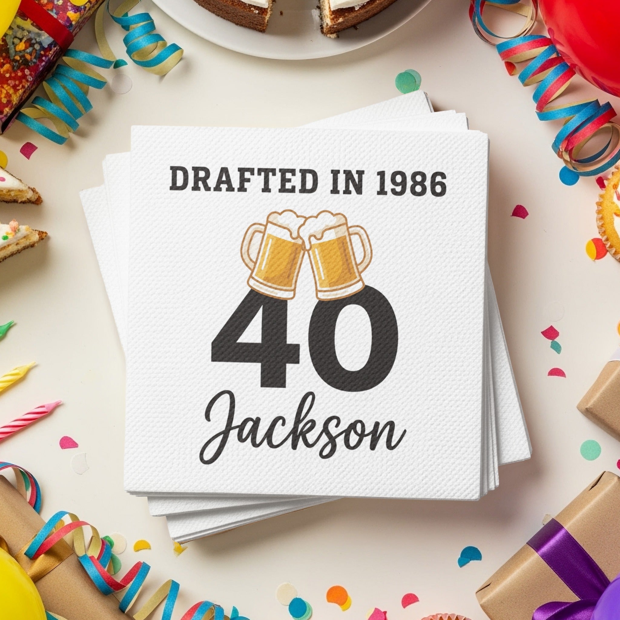 Milestone Name and Age Birthday Cocktail Napkins