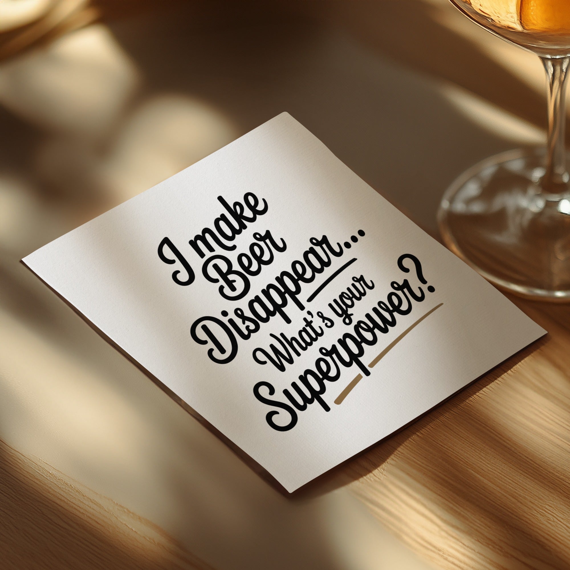 Beer Disappear Napkin, Funny Superpower Gift, Cocktail Party Decor, Beer Lover Present, Quirky Home Accessory