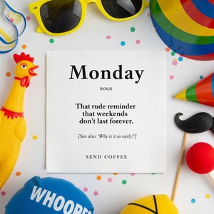 Monday Definition Napkin, Funny Office Decor, Send Coffee, Work Napkin, Sarcastic Gift, Humor Napkin, Weekday Napkin