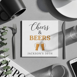 Cheers and Beers Birthday Cocktail Napkins