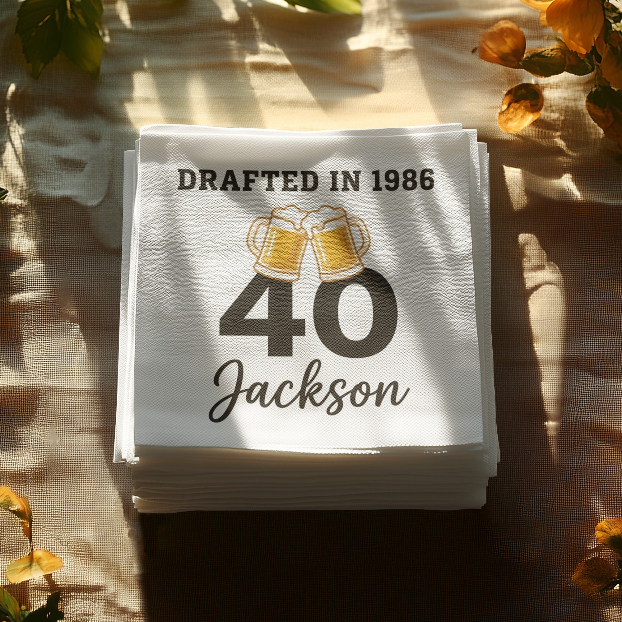Milestone Name and Age Birthday Cocktail Napkins