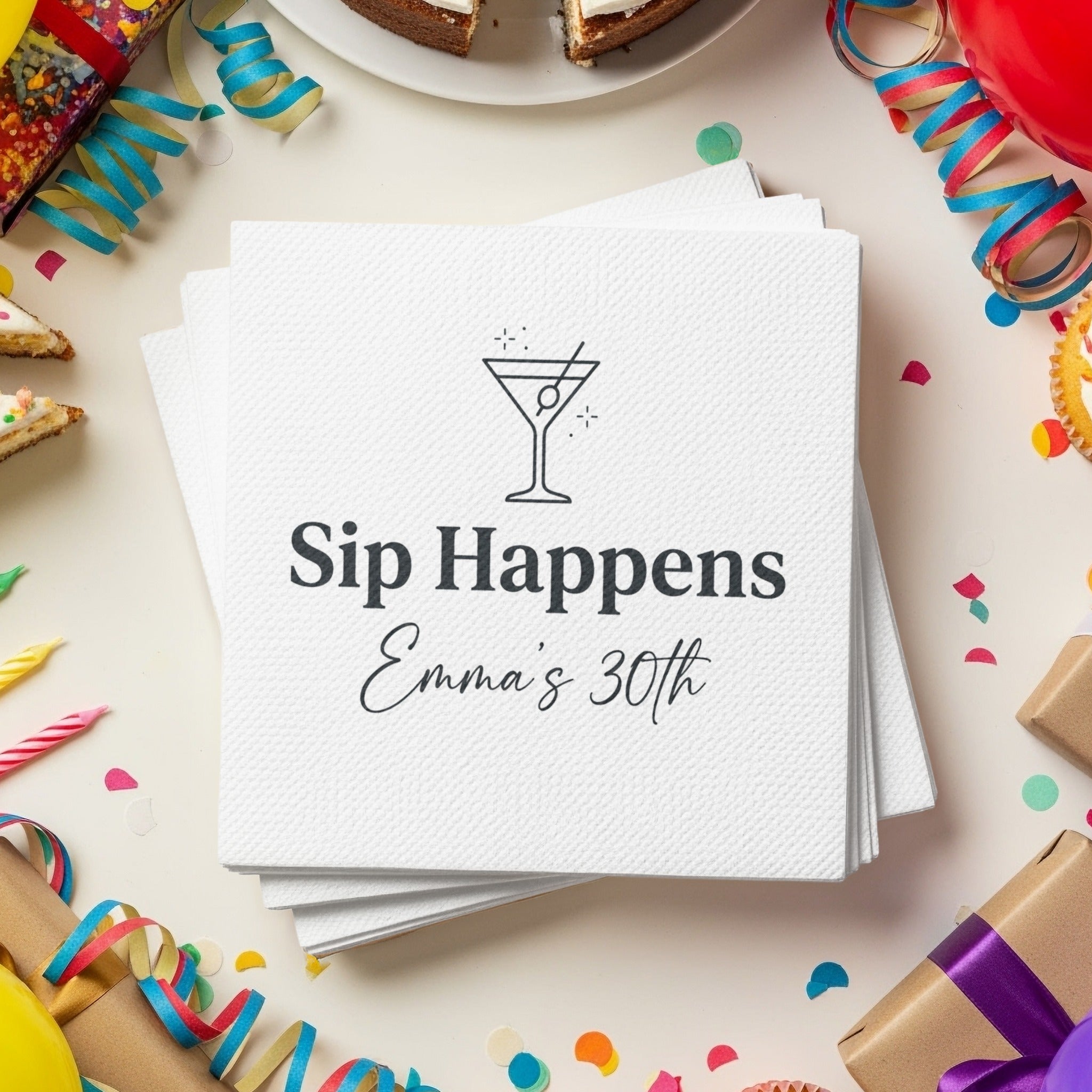 Sip Happens With Age Birthday Cocktail Napkins