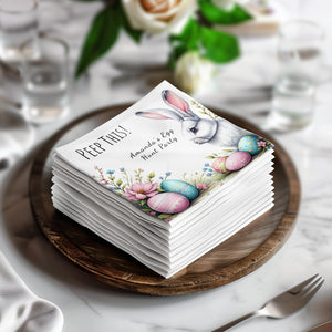 Peep This! Funny Easter Napkins – Bunny & Easter Egg Hunt Design – Personalized Spring Party Napkins