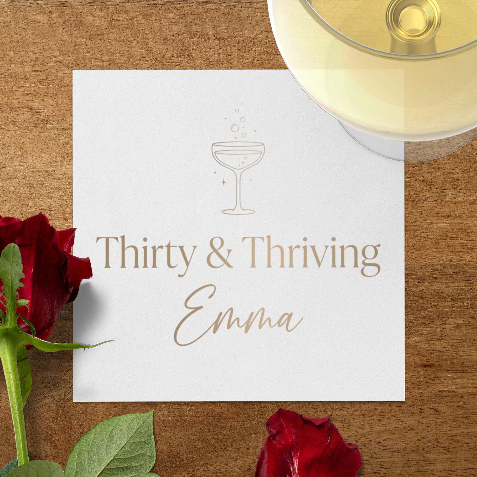 Thirty and Thriving Name and Age Party Favor Birthday Cocktail Napkins