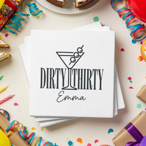 Cocktail Name and Age Birthday Cocktail Napkins