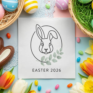 Personalized Easter Cocktail Napkins – Minimal Bunny Line Art