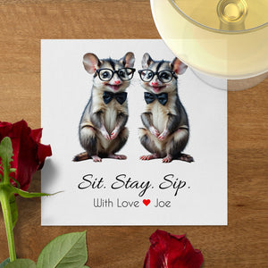 Possum Napkin, Funny Animal Napkin, Cute Possum, Animal Lover Gift, Party Napkin, Quirky Napkin, Table Decor, Birthday Napkin, Home Decor