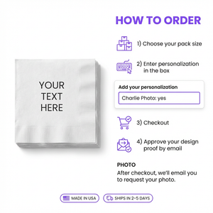 Personalized Pet Cocktail Napkins – Drinks On Us Funny Text