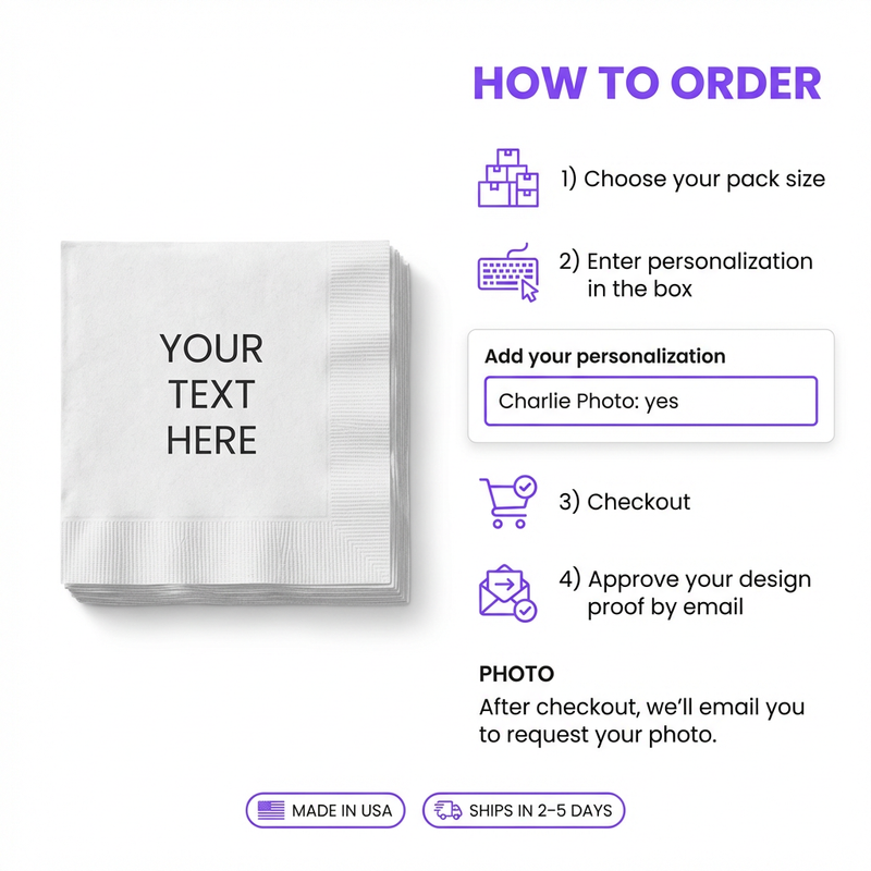 Personalized Pet Cocktail Napkins – Drinks On Us Funny Text