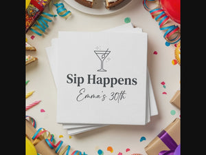 Sip Happens With Age Birthday Cocktail Napkins