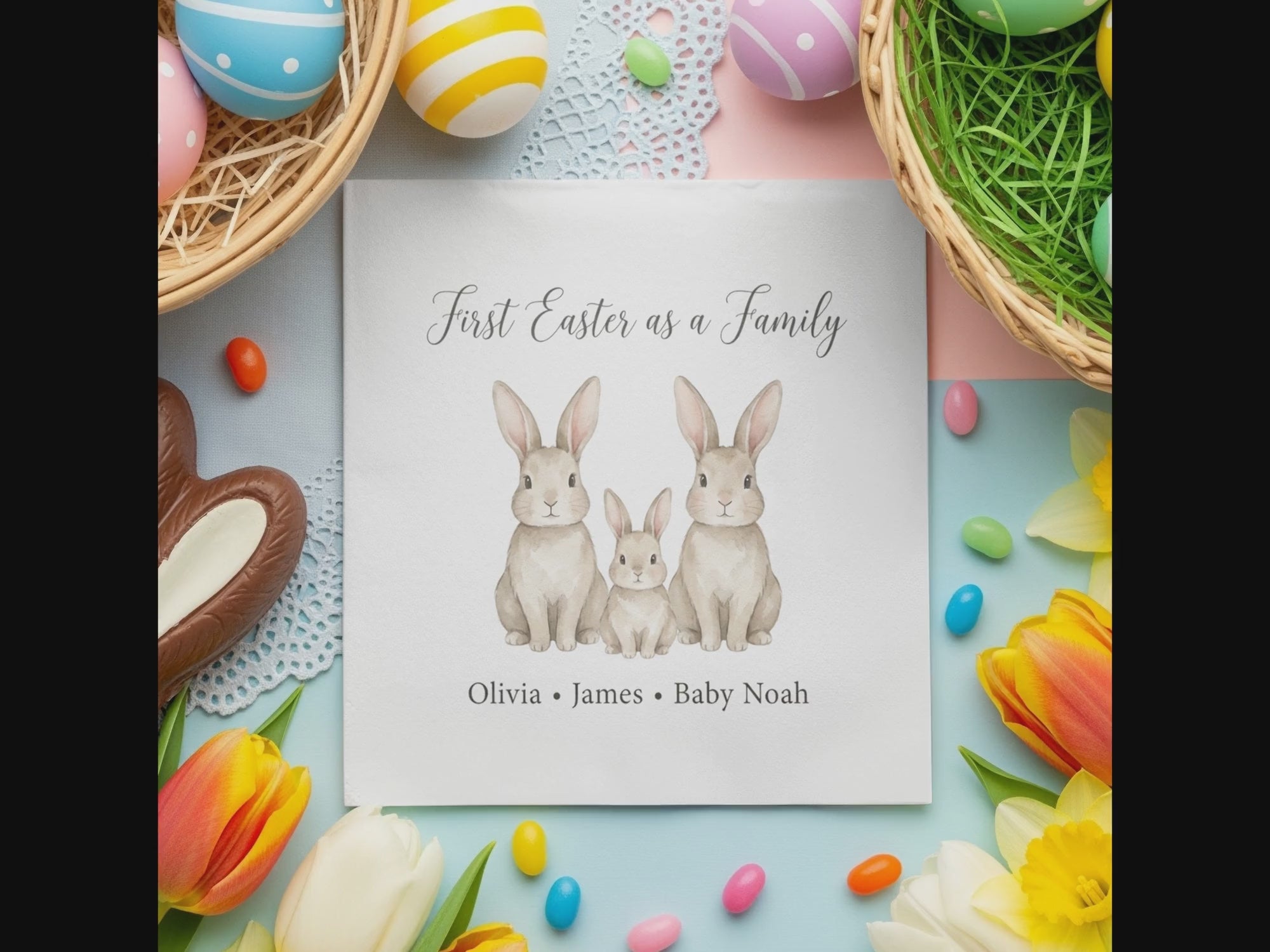 Personalized Easter Beverage Napkins – First Easter as a Family