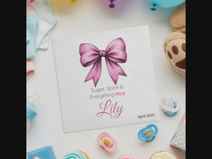 Personalized Baby Shower Cocktail Napkins – Pink Bow – Sugar