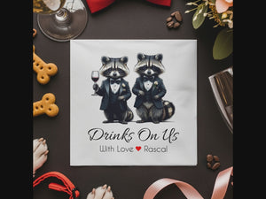 Personalized Tuxedo Raccoon Cocktail Napkins
