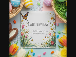 Personalized Cocktail Napkins – Spring Tulips & Butterflies