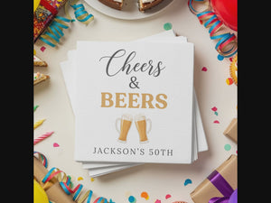 Cheers and Beers Birthday Cocktail Napkins