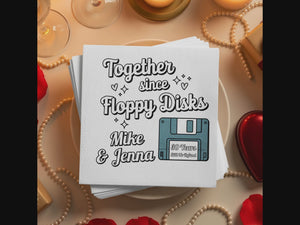 Anniversary Personalized Cocktail Napkins – Together Since Floppy Disks