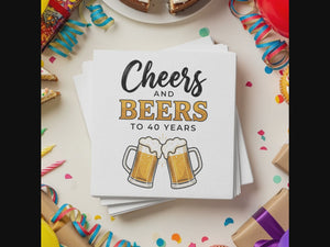 Cheers Beers With Name Age Birthday Cocktail Napkins