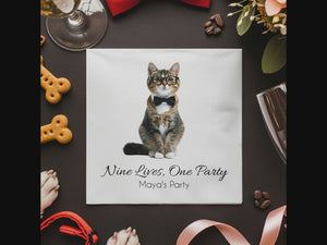 Personalized Nine Lives One Party Cocktail Napkins