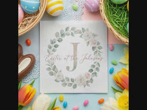 Personalized Easter Beverage Napkins – Monogram Wreath