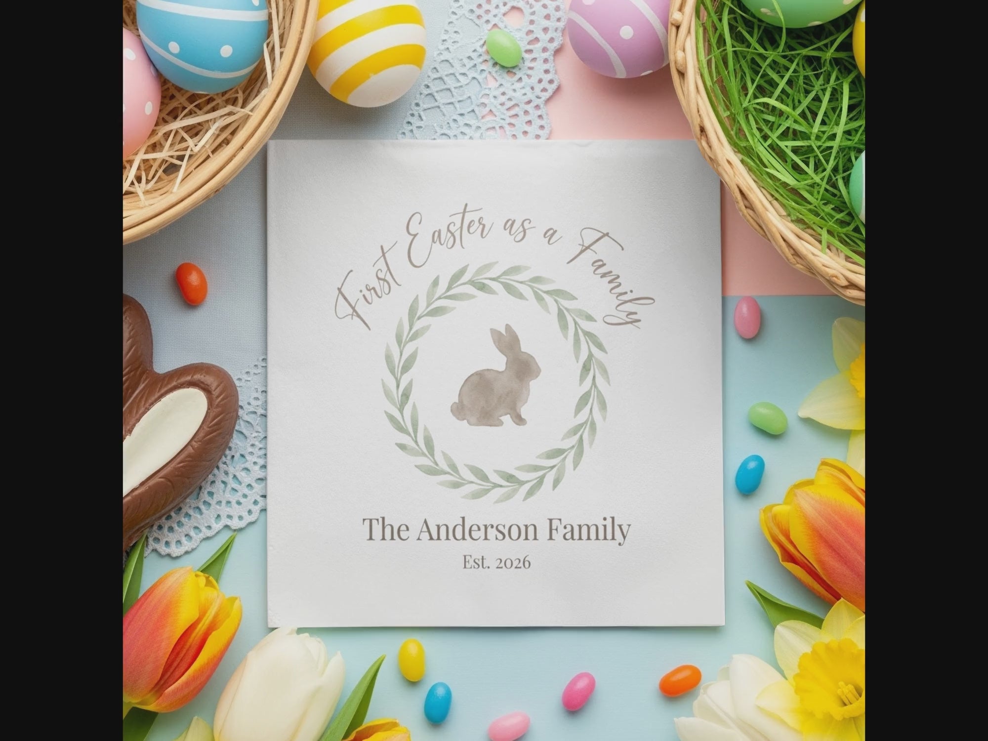 Personalized Easter Cocktail Napkins – First Easter as a Family