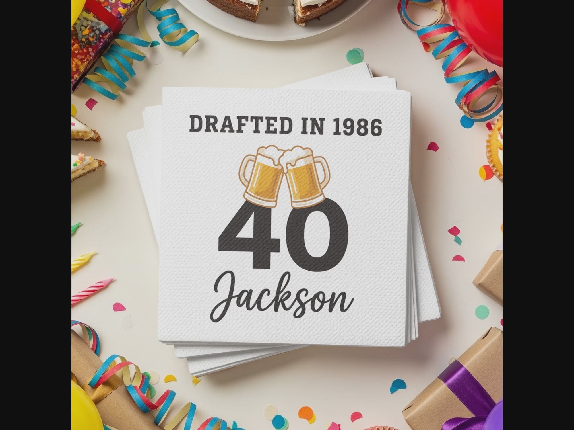 Milestone Name and Age Birthday Cocktail Napkins