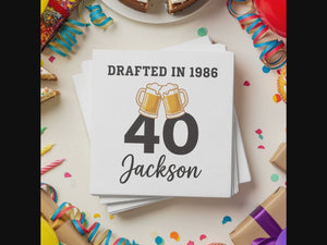 Milestone Name and Age Birthday Cocktail Napkins