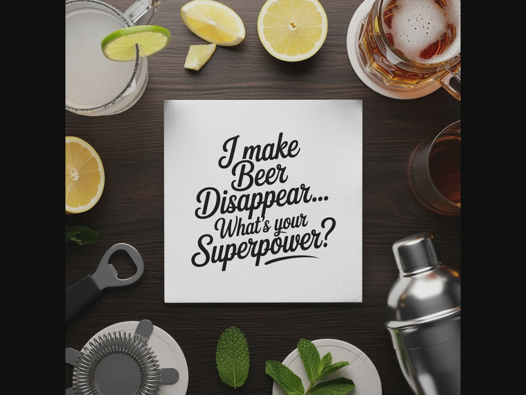 Beer Disappearing Napkin, Funny Superpower Drink Coaster, Bar Humor Napkins, Unique Party Favor, Novelty Host Gift, Beer Lover Present