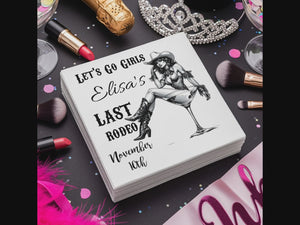 Bachelorette Personalized Cocktail Napkins – Let’s Go Girls Rodeo