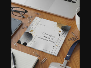 Corporate Personalized Cocktail Napkins – Modern Geometric Black and Gold Design