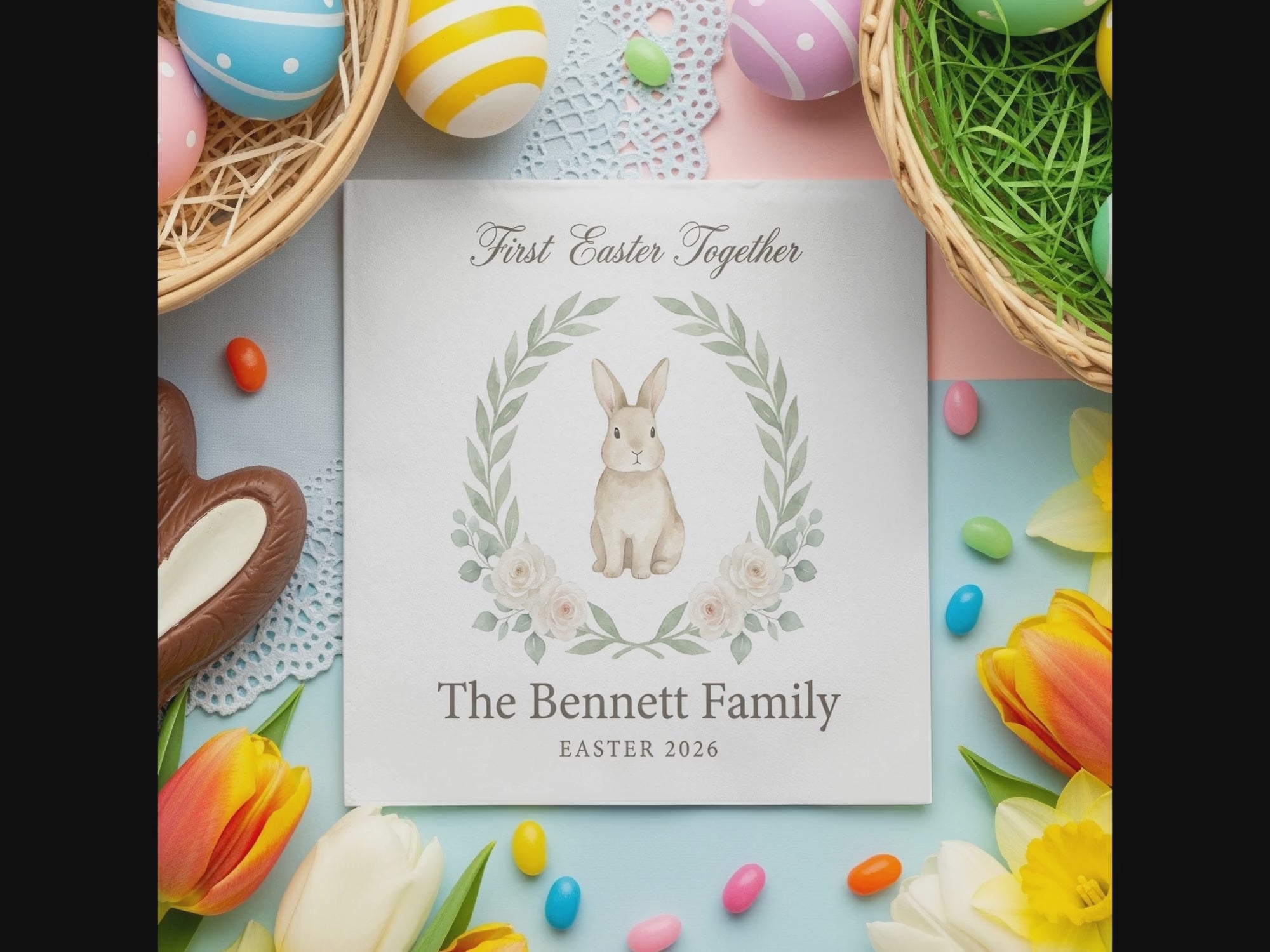 Personalized Easter Beverage Napkins – First Easter as a Family