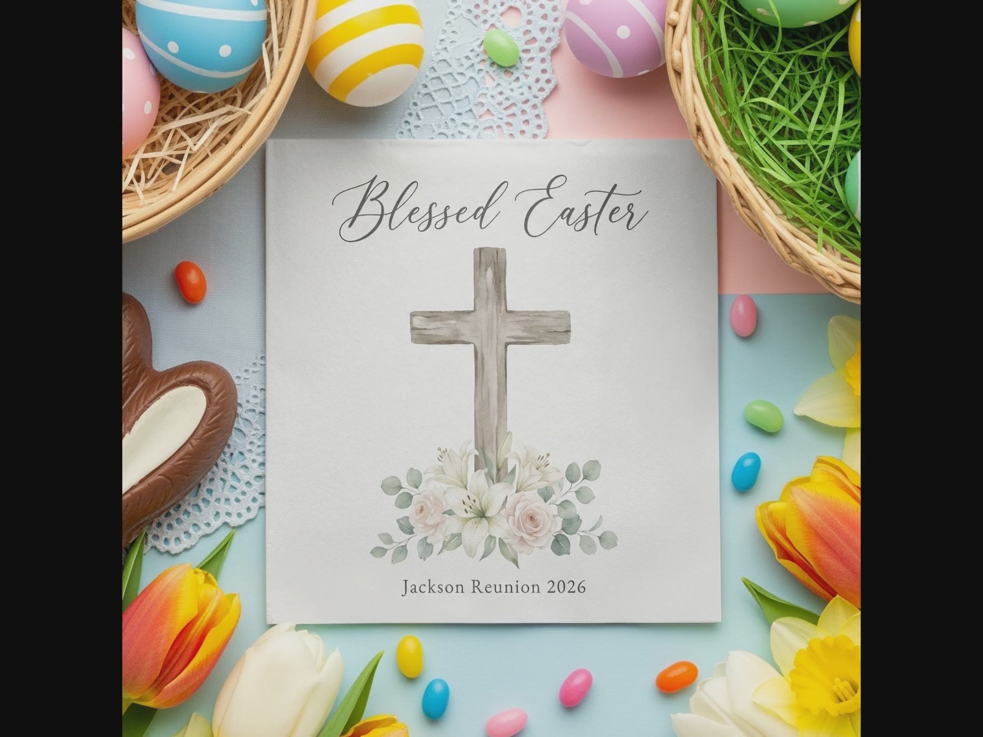 Personalized Easter Cocktail Napkins – He Is Risen