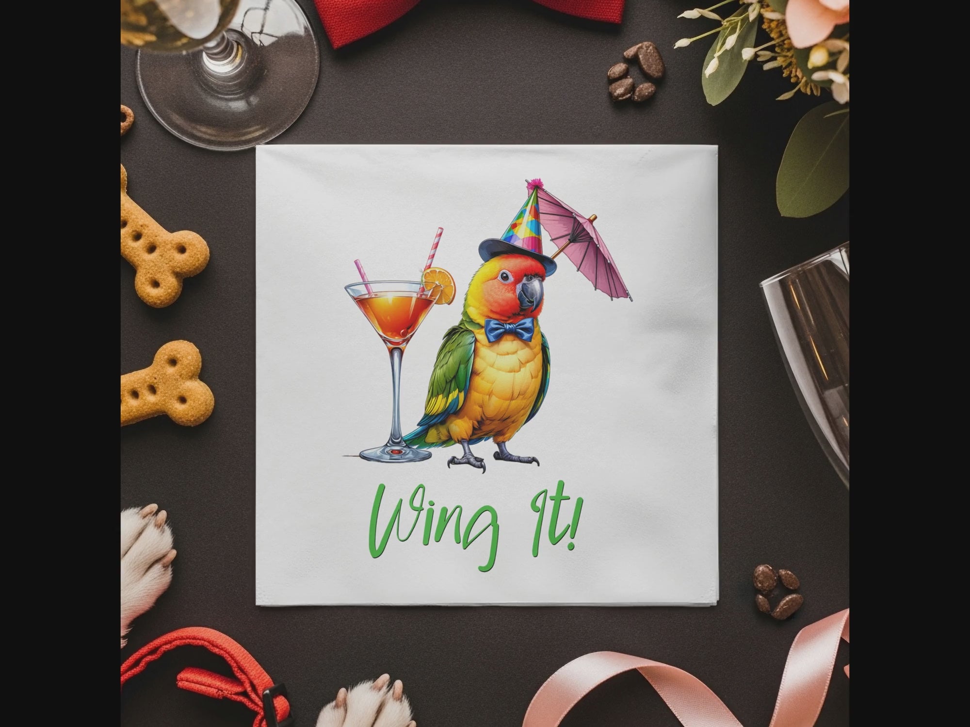 Party Parrot Napkins, Cocktail Bird Napkins, Wing It Beverage Napkins, Fun Party Napkins, Bird Lover Gift, Tropical Napkins, Festive Napkins