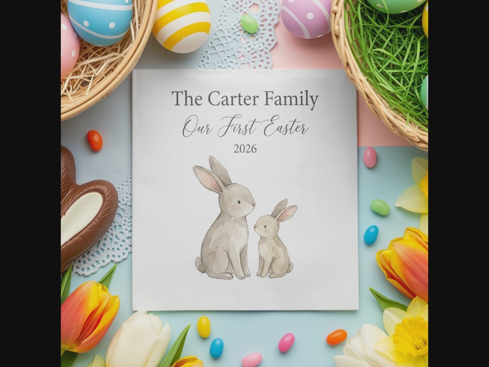 Personalized Easter Beverage Napkins – First Easter as a Family