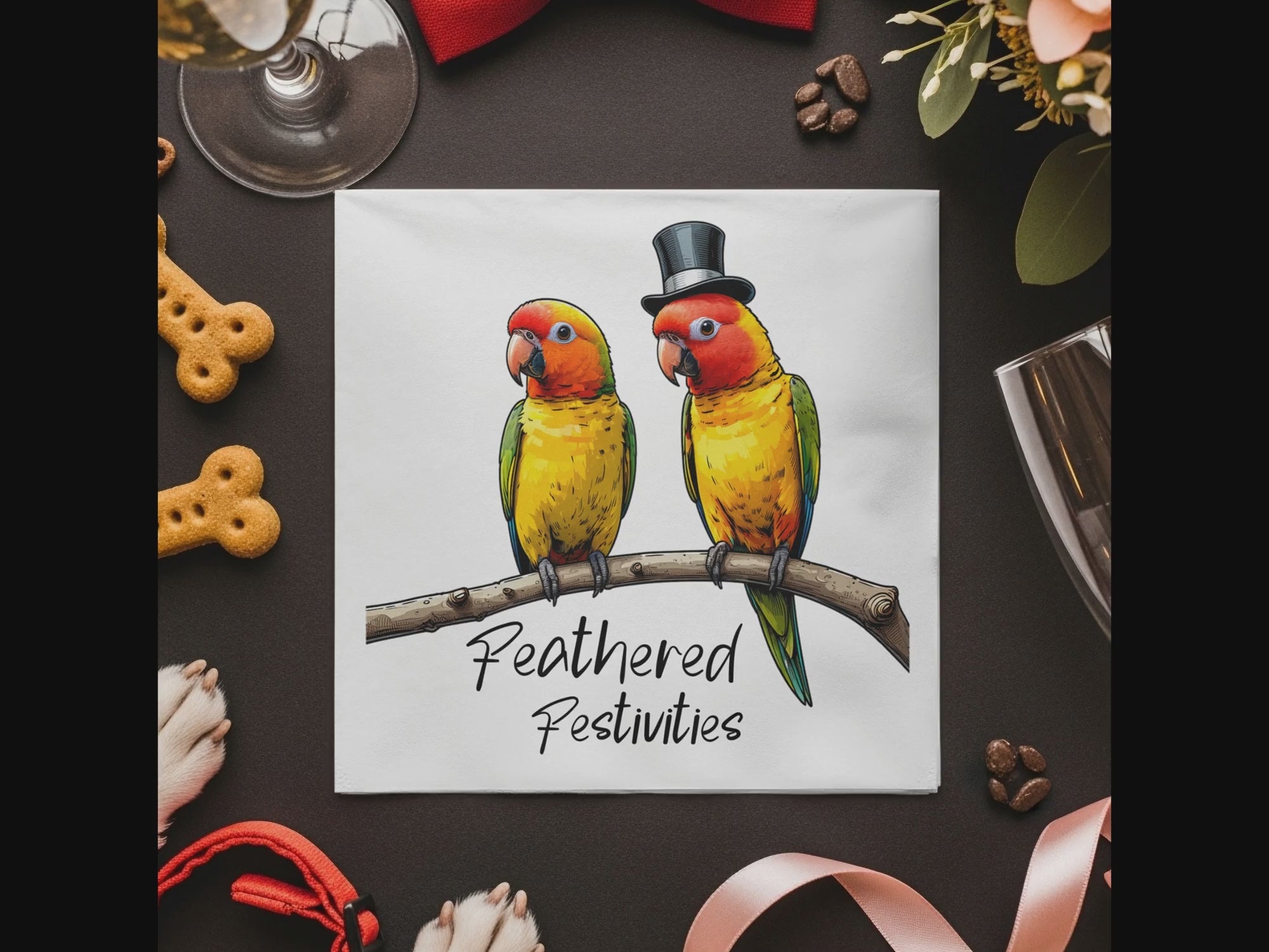 Sun Conure Napkin, Bird Napkin, Parrot Napkin, Party Napkin, Tropical Decor, Feathered Festivities, Whimsical Napkin, Fun Napkin