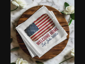 Welcome Home American Flag Cocktail Napkins – Personalized Military Napkins
