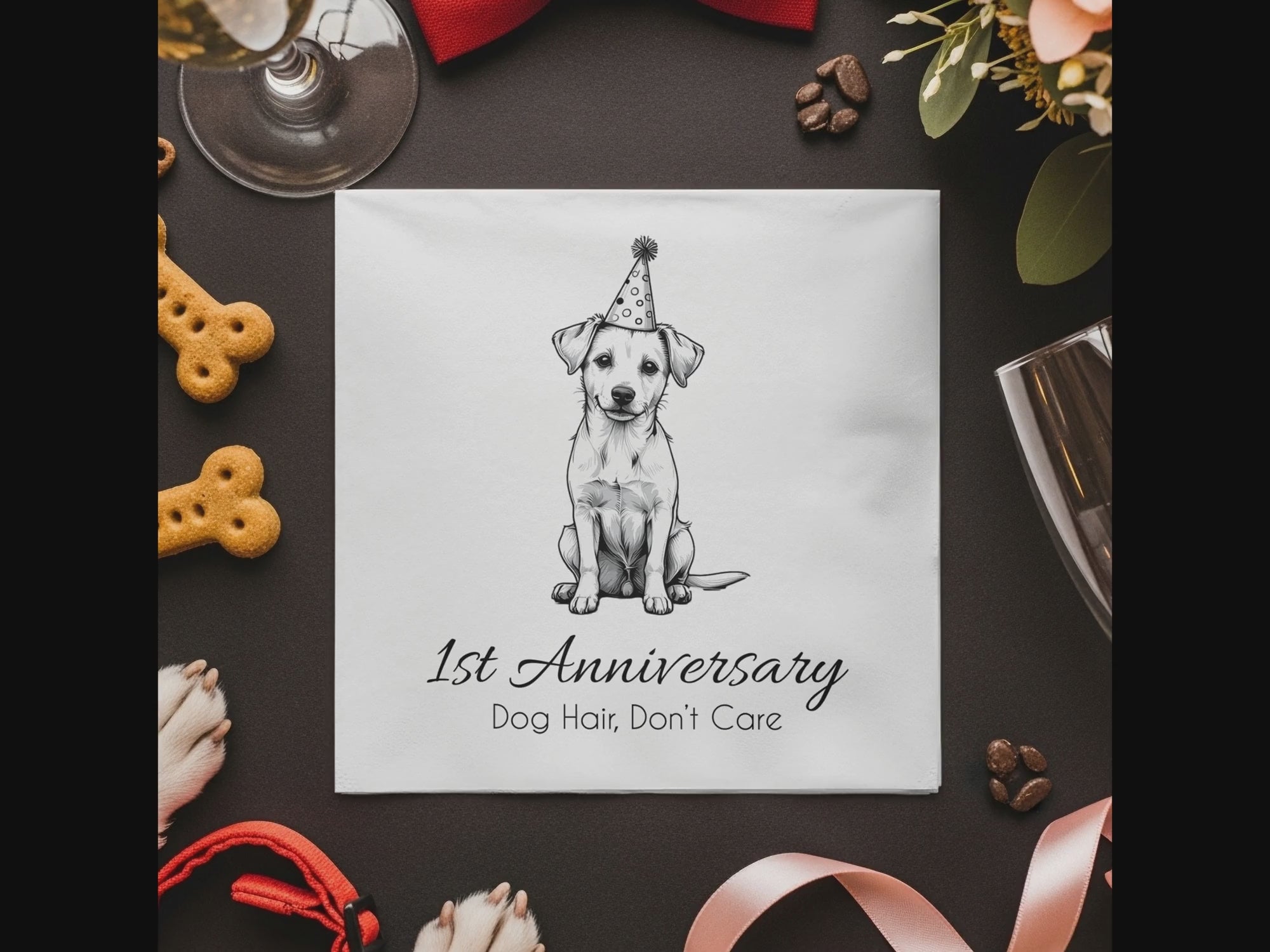 Party Dog Napkin, Cute Puppy Napkin, Dog Lover Gift, Birthday Napkin, Funny Dog Napkin, Animal Napkin, Unique Napkin, Pet Napkin