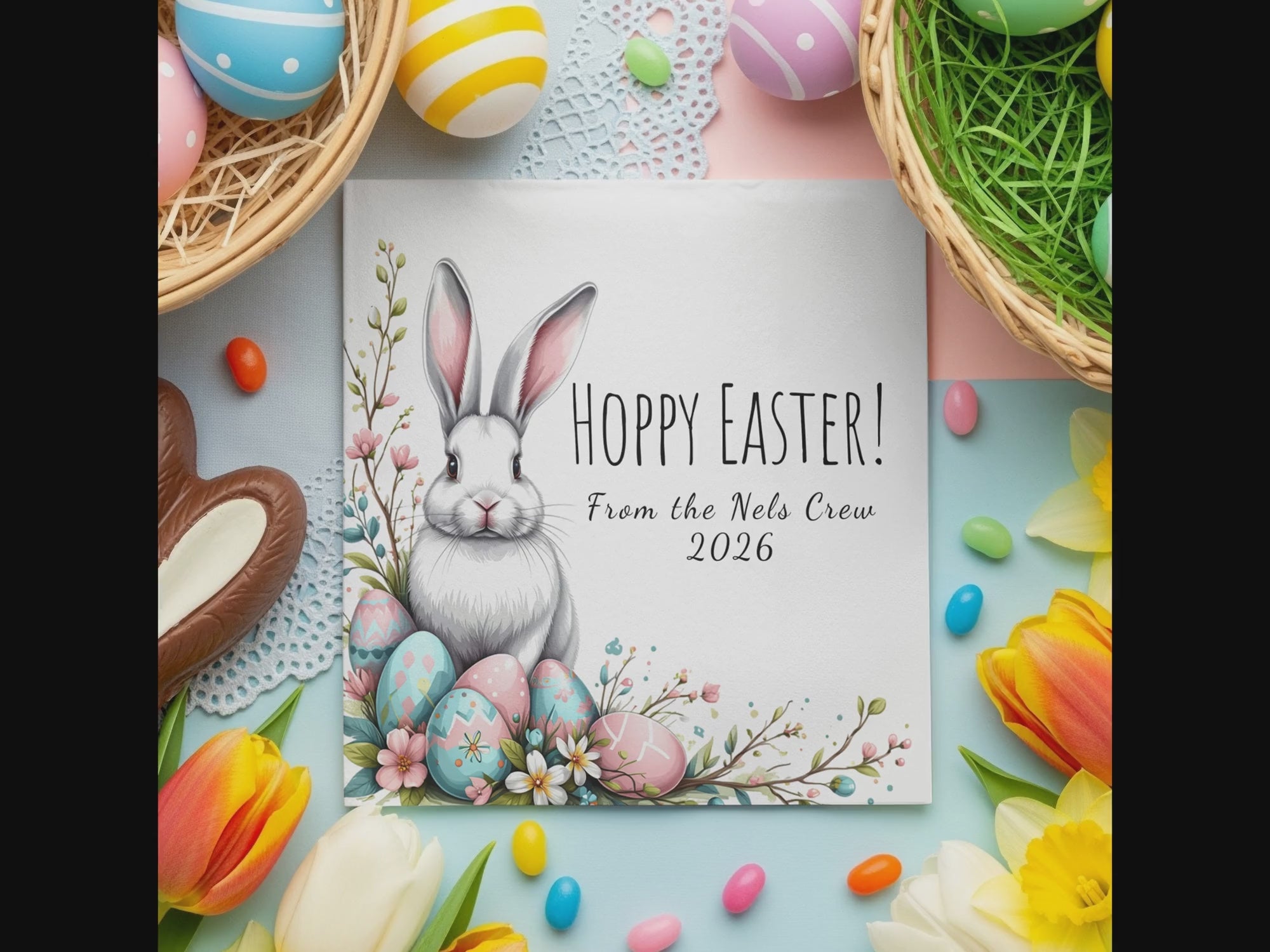 Hoppy Easter Napkins – Bunny & Easter Egg Design – Custom Spring Celebration Napkins