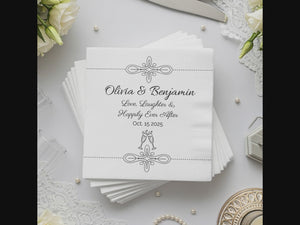 Wedding Personalized Cocktail Napkins – Love, Laughter & Happily Ever After